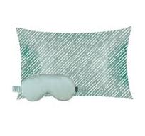 Seafoam Solid Eye Mask & Seafoam Stripe Pillowcase Satin Set