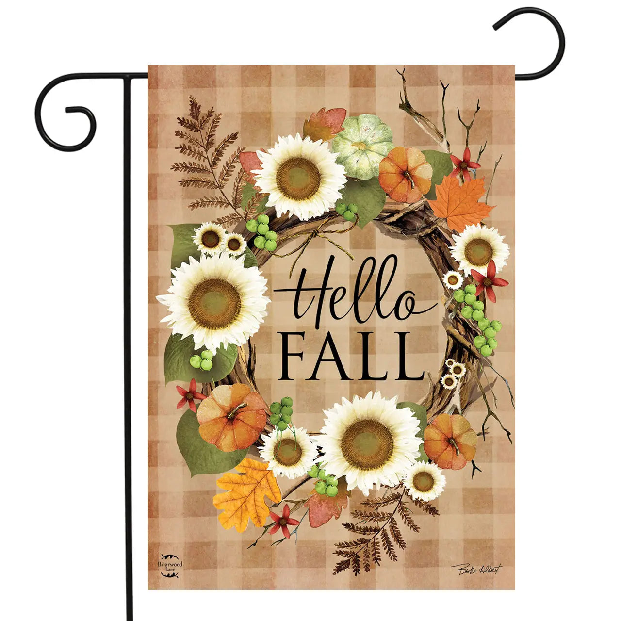 Hello Fall Wreath Garden Flag