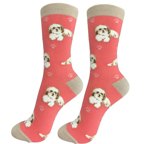 Tan & White Shih Tzu Socks