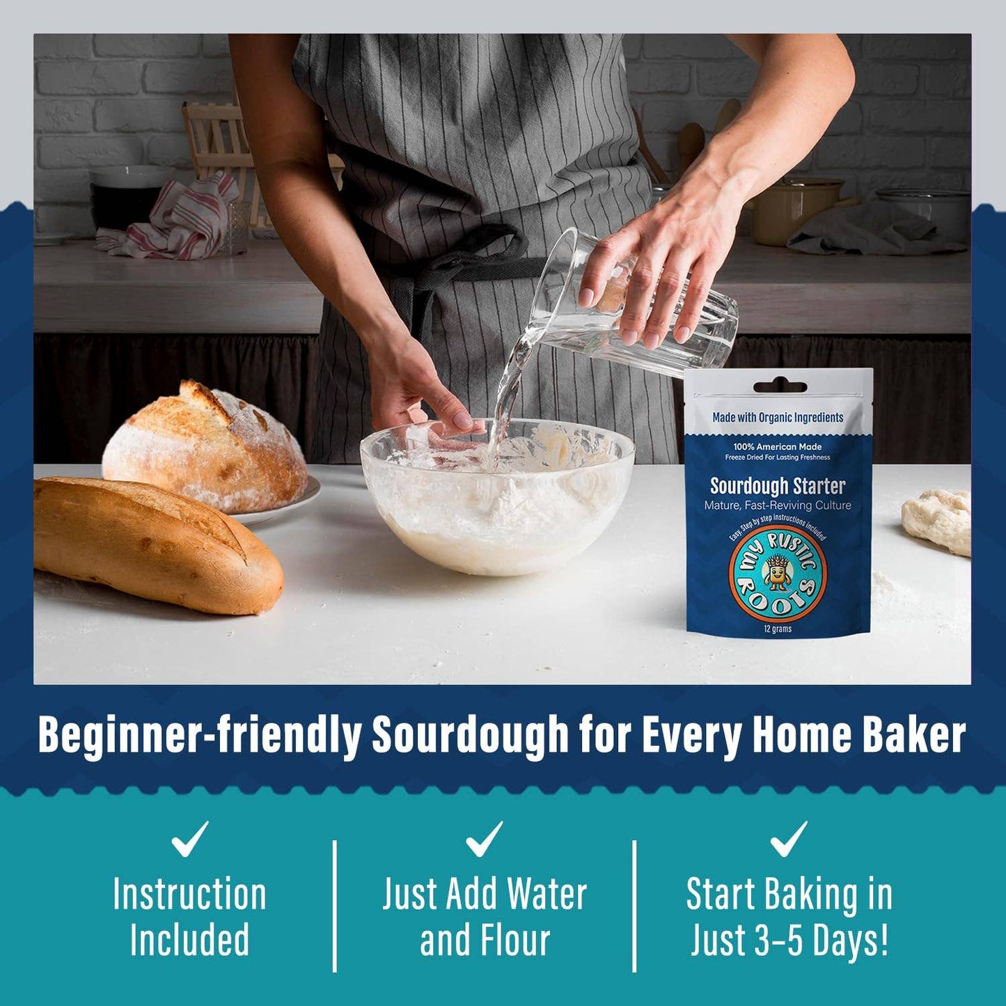 Organic, Non GMO Mature Sourdough Starter 12 grams