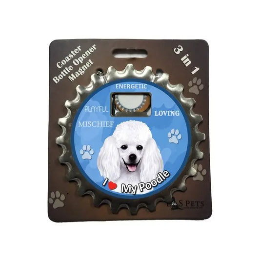 White Poodle | 3 in 1 Magnetic Coaster