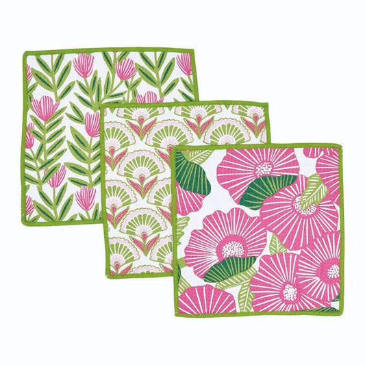 Pink Papaver Dish Cloth Set