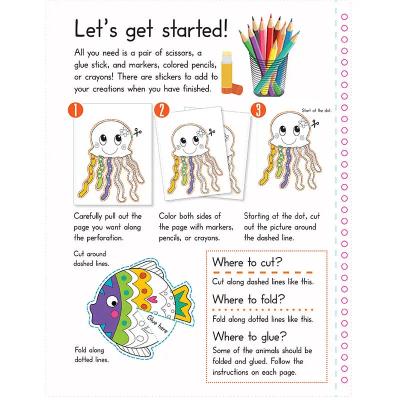 Color, Cut, and Fold: Ocean Animals