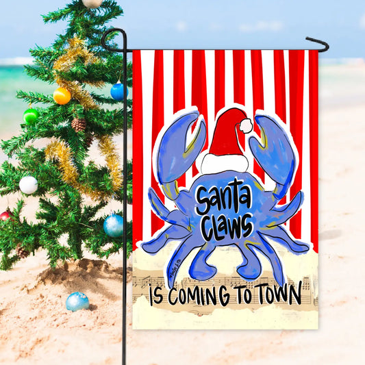 Blue Santa Claws Garden Flag