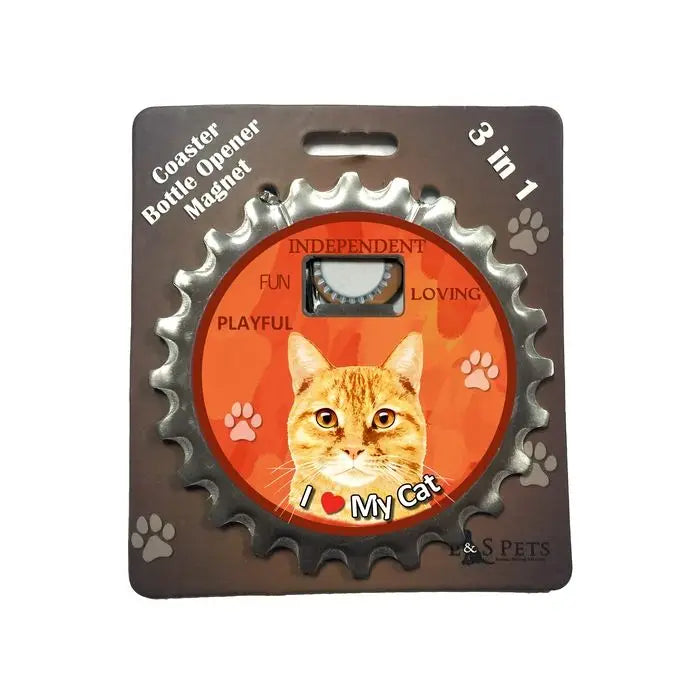 3 in 1 Magnetic Coaster | Orange Tabby Cat