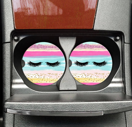 2 Pack Car Coasters | Eyelashes