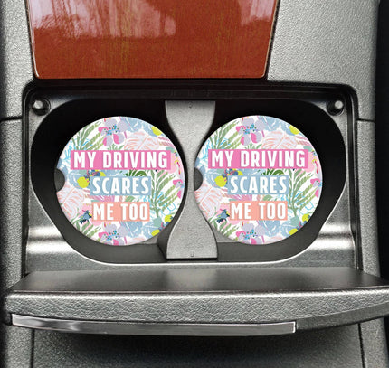 2 Pack Car Coasters | My Driving Scares Me Too
