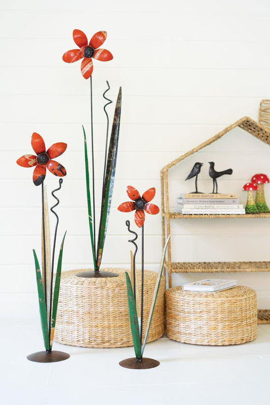 Recycled Iron Flowers Set of 3