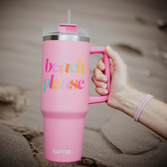 Pink Beach Please Tumbler