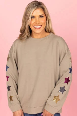 Jules Sweatshirt | Olive Sequin Stars