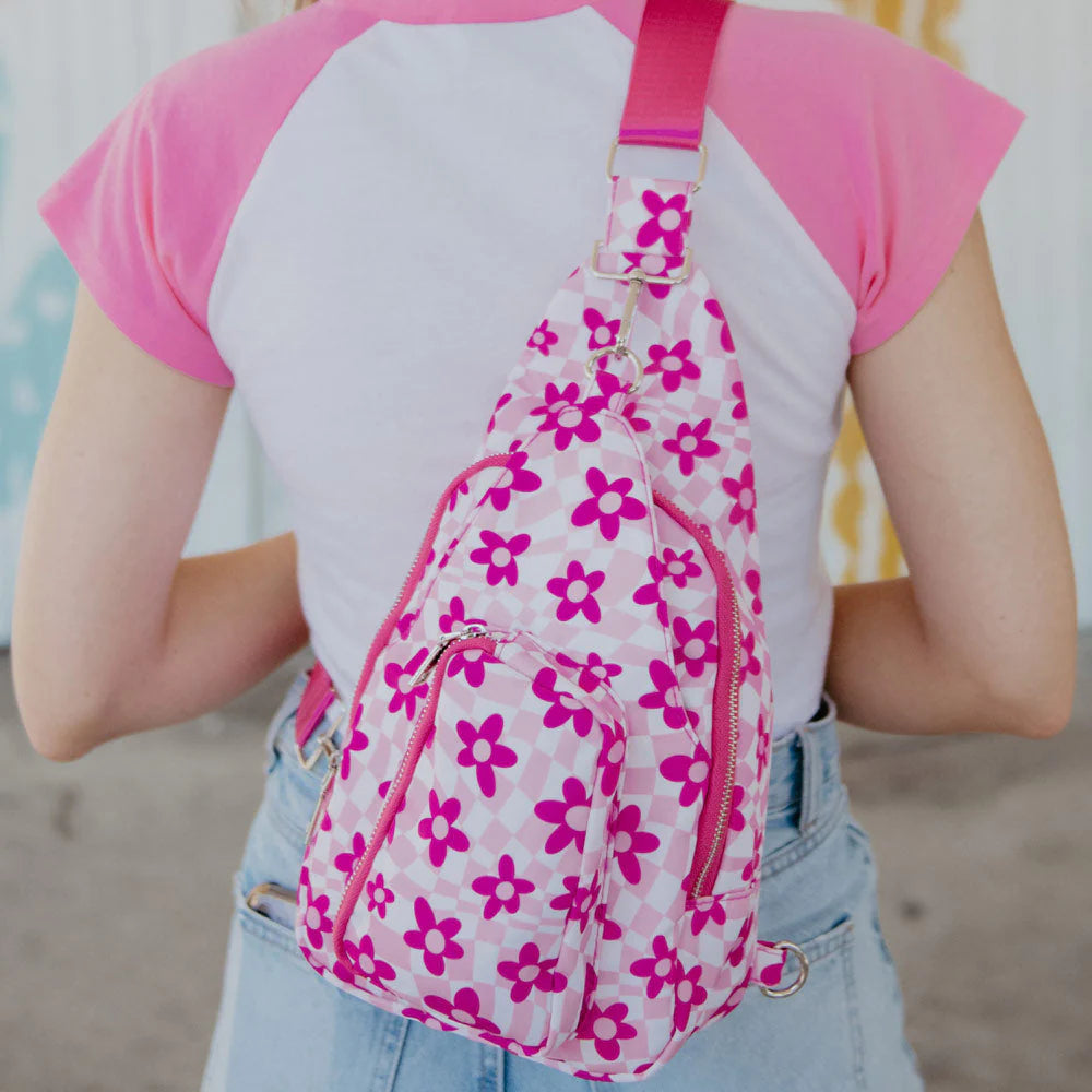 Pink Flower Sling Bag