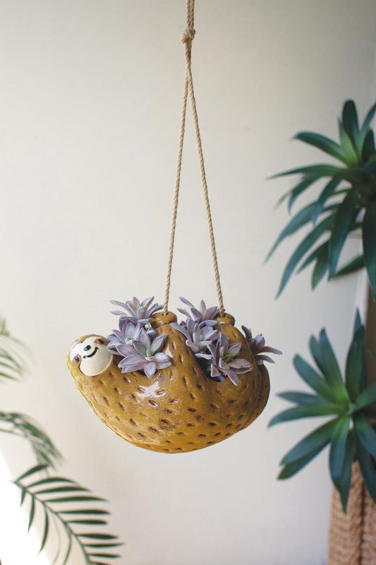 Hanging Ceramic Sloth Planter