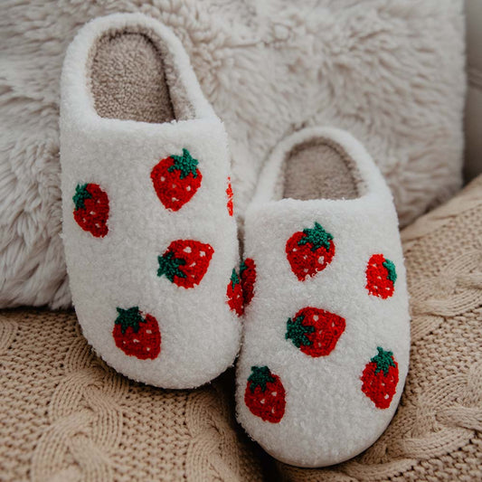 White Straweberry Slippers