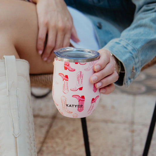 Pink Western Boots Wine Tumbler