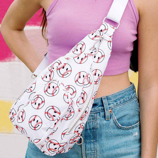 Baseball Happy Face Sling Bag