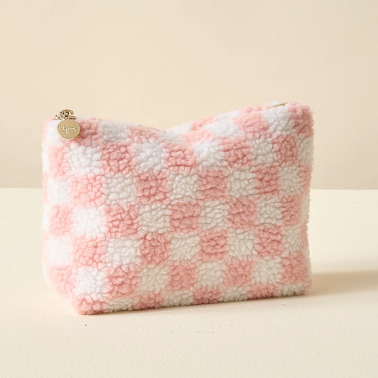 Teddy Pouch | Checker Blush