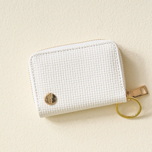 White Zip Around Wallet