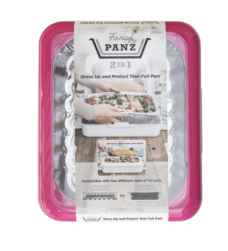 Fancy Panz RED Dress Up, Protect Foil Pan Carrier, 9x13, + Serving Spoon
